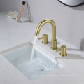 Aquacúbico Cupc de 8 pulgadas Goldia de baño de oro de 8 pulgadas 3 oritos extendidos con válvula y mangueras de suministro de agua Cupc